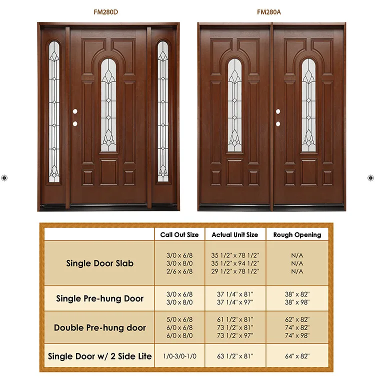FRP GRP SMC Wooden Double Security Door Design, Front Solid Wood Exterior Door