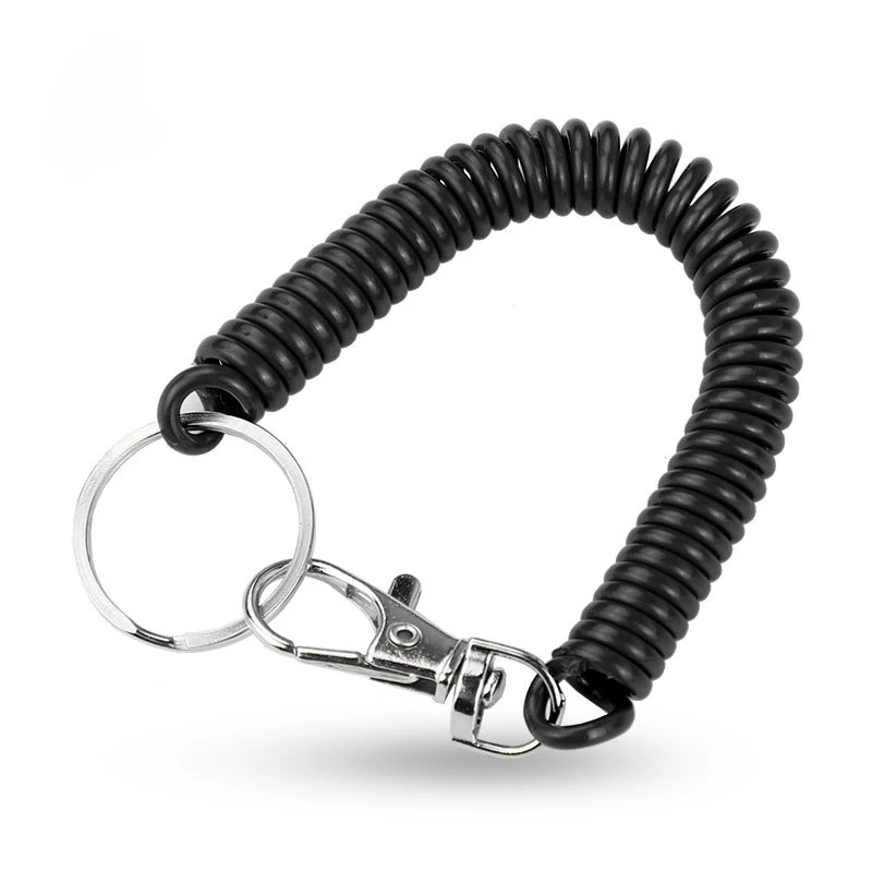 Wholesale Spring Rope Colorful Keychain Anti Lost Hand Rope Telephone Line Wrist Coil Key Cord Clasp Spiral Stretch Keychain