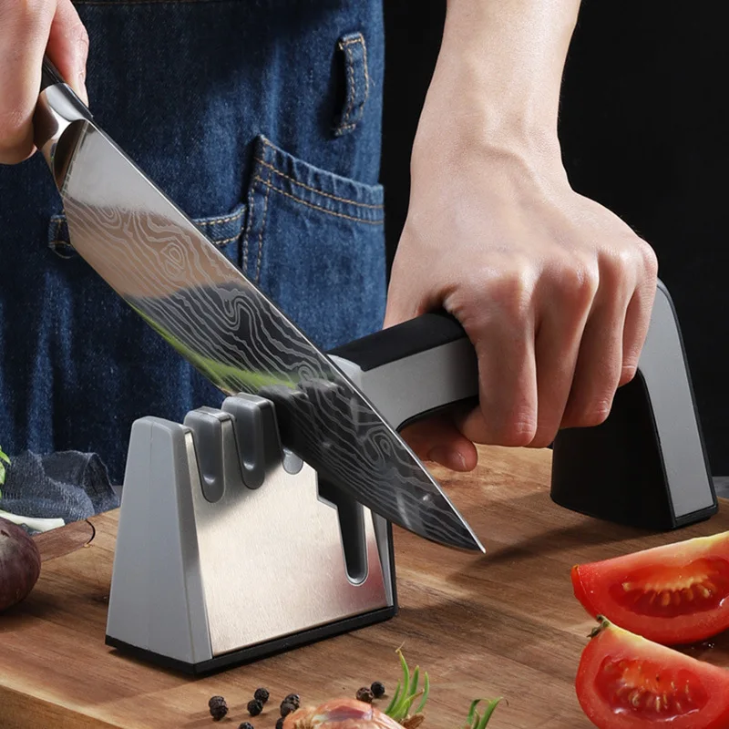 Knife Sharpener 4 in 1 CoatedFine Rod Shears and Scissors Sharpening stone System Stainless Steel Blades Knives Scissor Stone