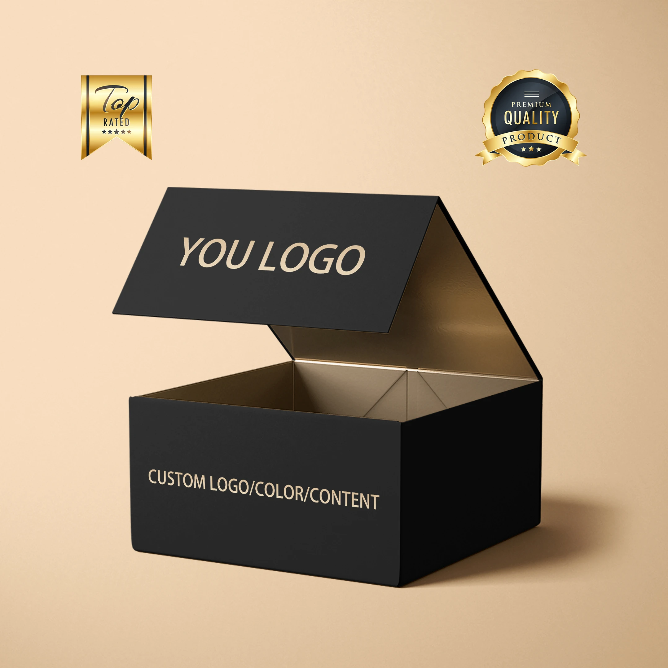 Premium Custom Logo Matte Black Gold Cardboard Jewelry Gift Box | Eco-Friendly Paper Packaging | Premium Quality |