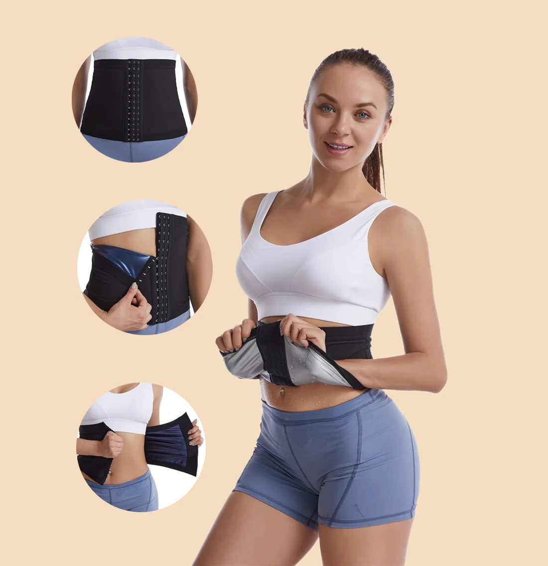 Plus Size Yoga sweat belt fitness sweat abdomen belt plastic waist tummy tucker buckle waist belt waist shaper 2021