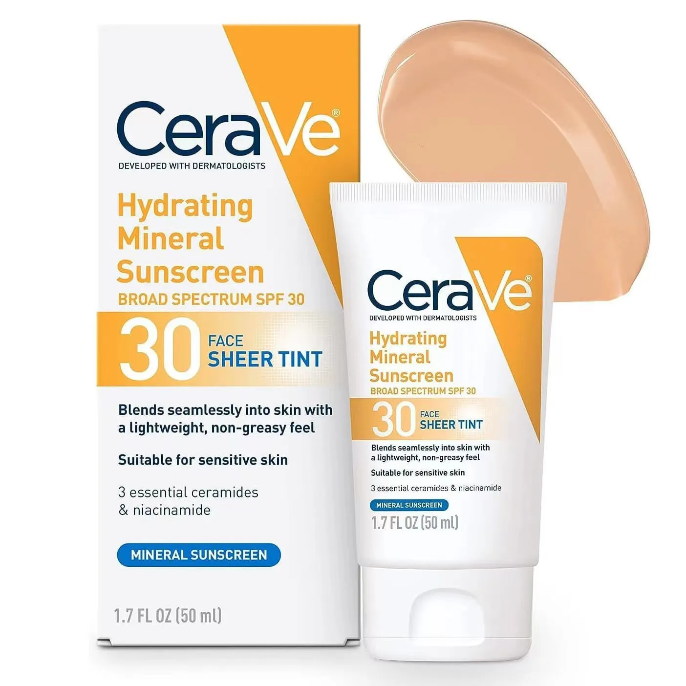 Cerav Best Tinted Sunscreen Lotion SPF30 Zinc Oxide Titanium Dioxide Protection Wet mineral sunscreen