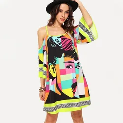 Amazon Hot Sell Breathable Printed Beach Strap Fashion Princess Suspender Dress