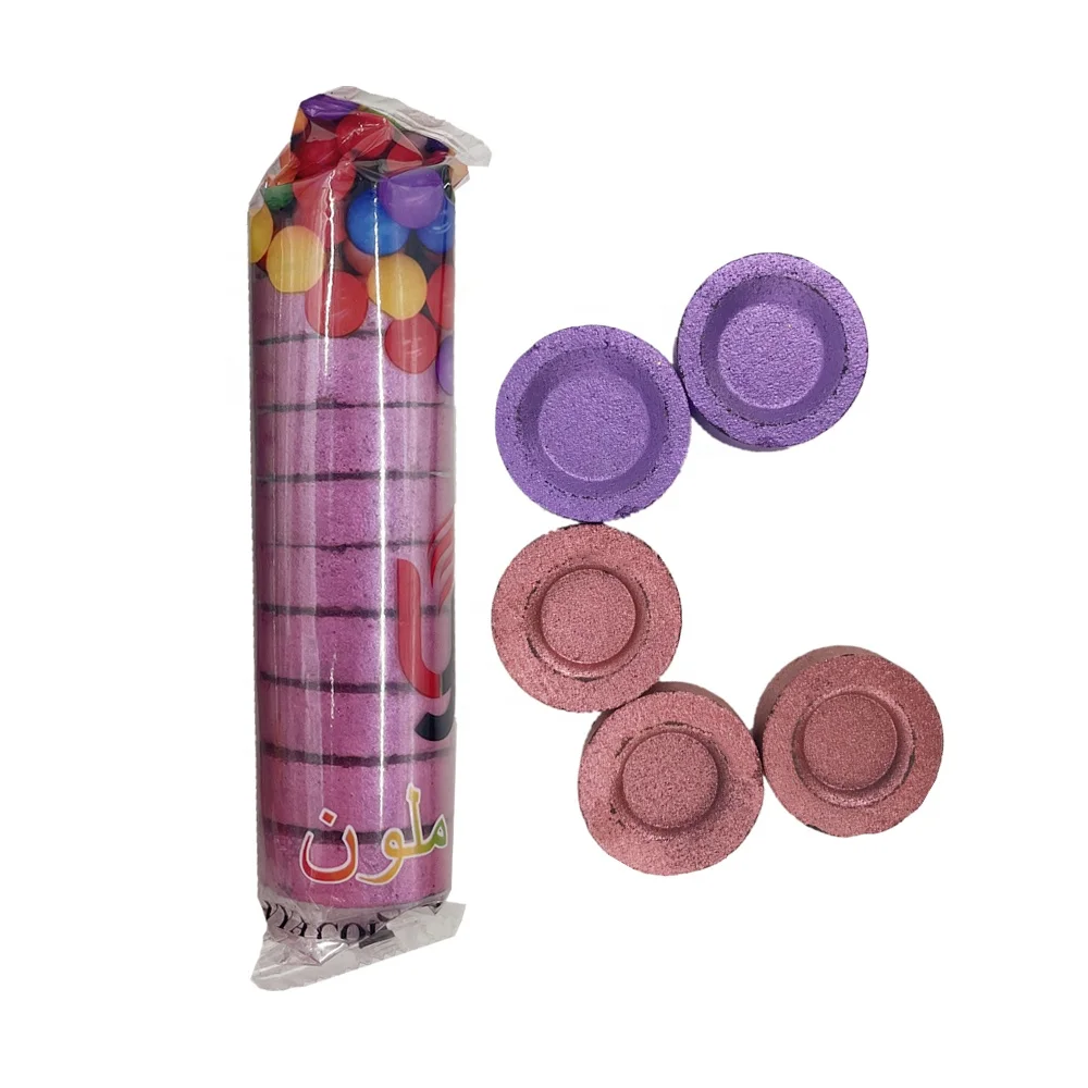 YKS 33mm golden charcoal round shisha coal colorful bakhoor tablets briquettes