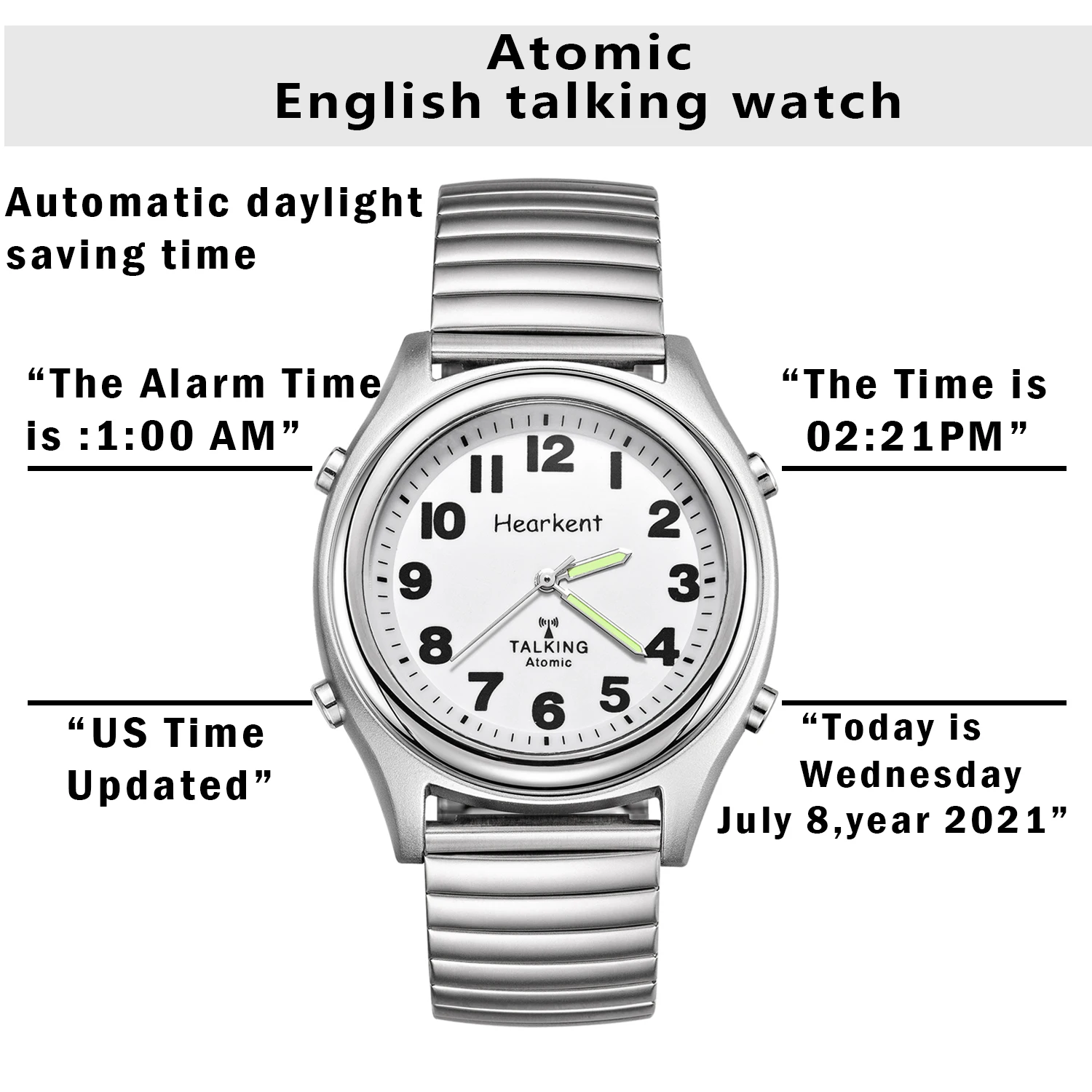ATOMIC TALKING WATCH US UK JP DE Talking Watches For Blind People clear voice atomic clock