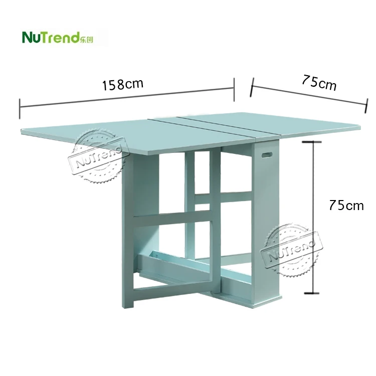 Cheap Nordic Space Saving Compact Apartment Modern Wooden Small Folding Rectangular Dining Room Table Extendable Kitchen Table