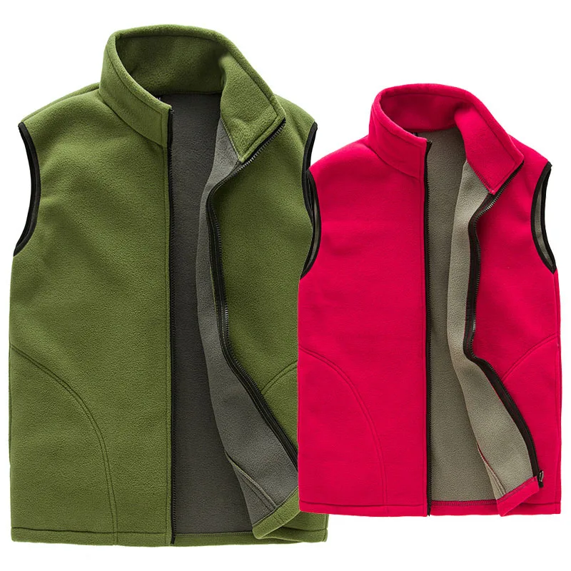 New Arrival Casual Winter Color Block Polar Fleece Vest Jacket Sleeveless Waterproof Full Zip Men Vest