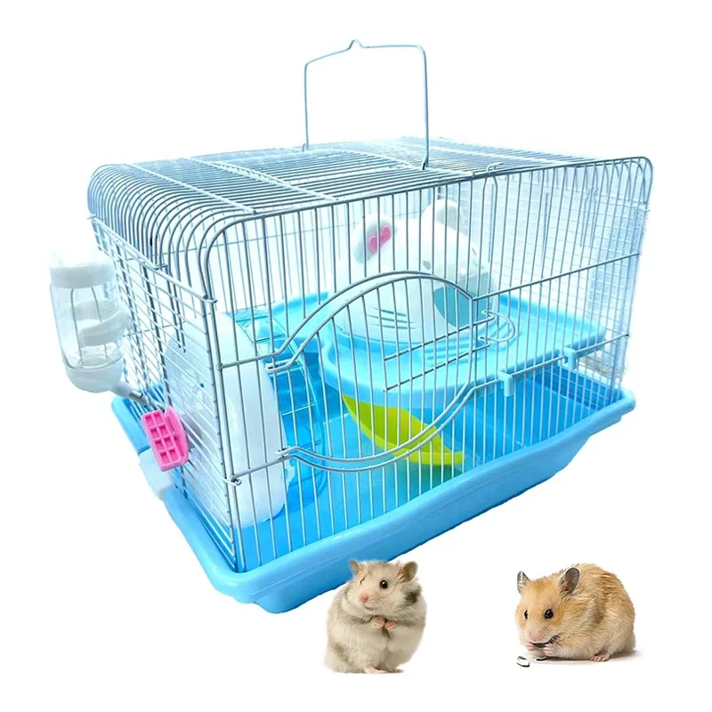 Travel Metal Small Animal Mouse Cage 2-Tier Portable Hamster Cage