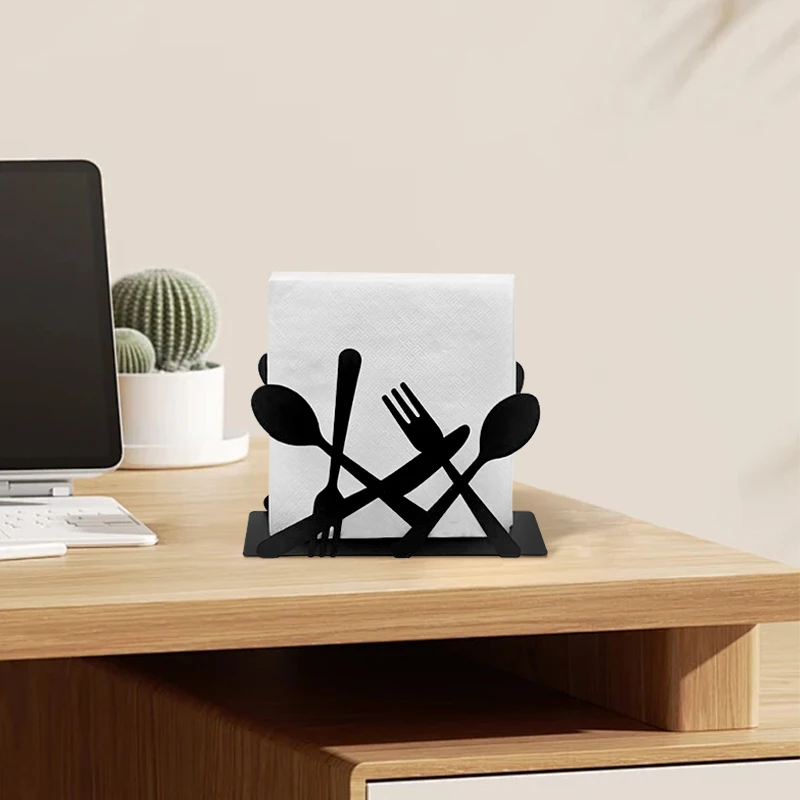 Custom Made Freestanding Creative Knife and Fork Design Metal Iron Napkin Holder Table Centerpiece Tissue Rack Holder