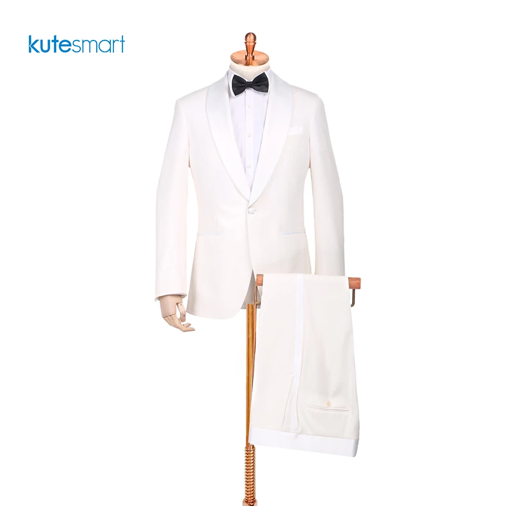 
 Высококачественные мужские костюмы Kutesmart из мужской ткани, изготовленные для измерения белых костюмов для мужчин  
