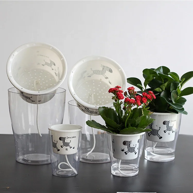 Free sample wholesale biodegradable clear zebra pattern plastic orchid seedlings plant nursery flower pots