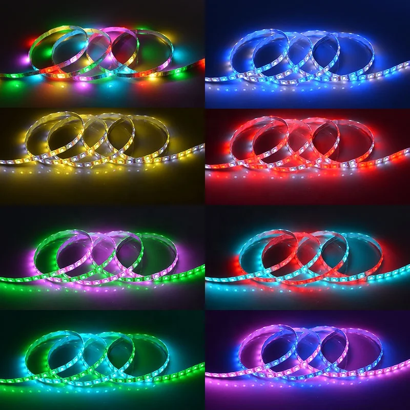 White Black Pcb Ip20 65 67 Ws2815 12V 60 144 Leds Per Meter Rgb Magic Dream Color Led Strip