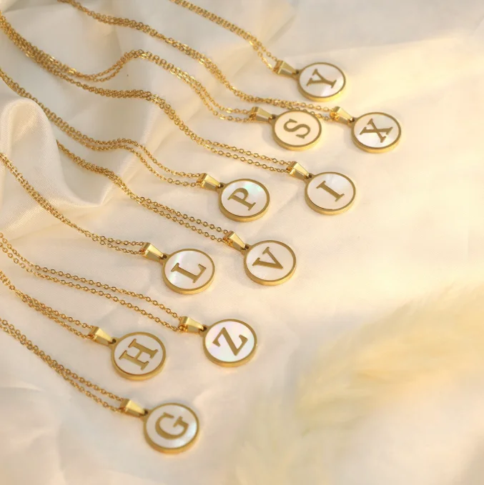 Waterproof Fashion Jewelry Trendy Style Popular Stainless Steel Gold A-Z Letter Pendant Women Necklaces