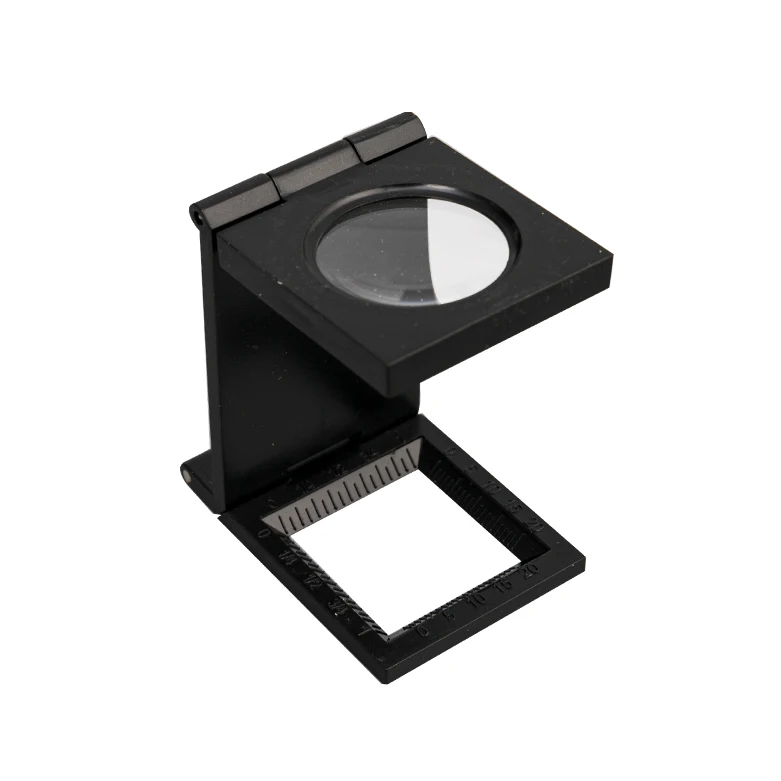 MG14110 8X Folding Plastic Printing fabric linen tester Magnifying Glass with scale
