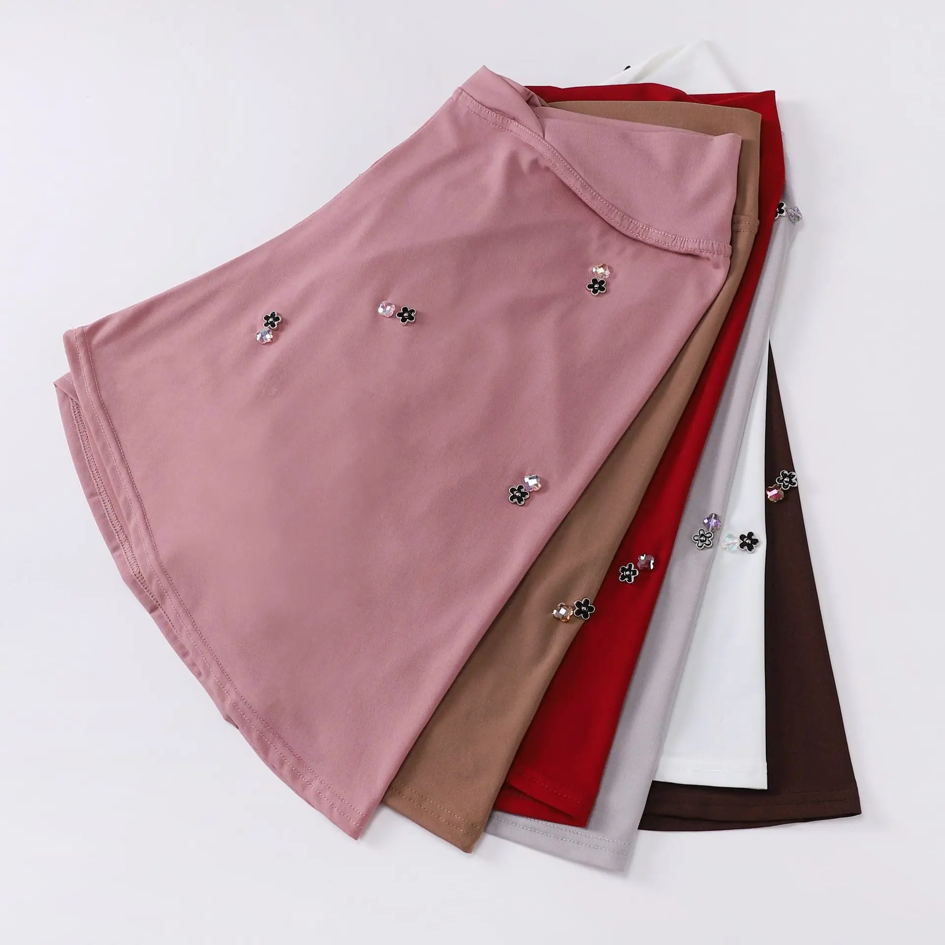 Handmade Sewn Crystal Diamond Ethnic Hijab Wholesale Large Full Cover Breathable Arab Bandana woman Muslim Hijab