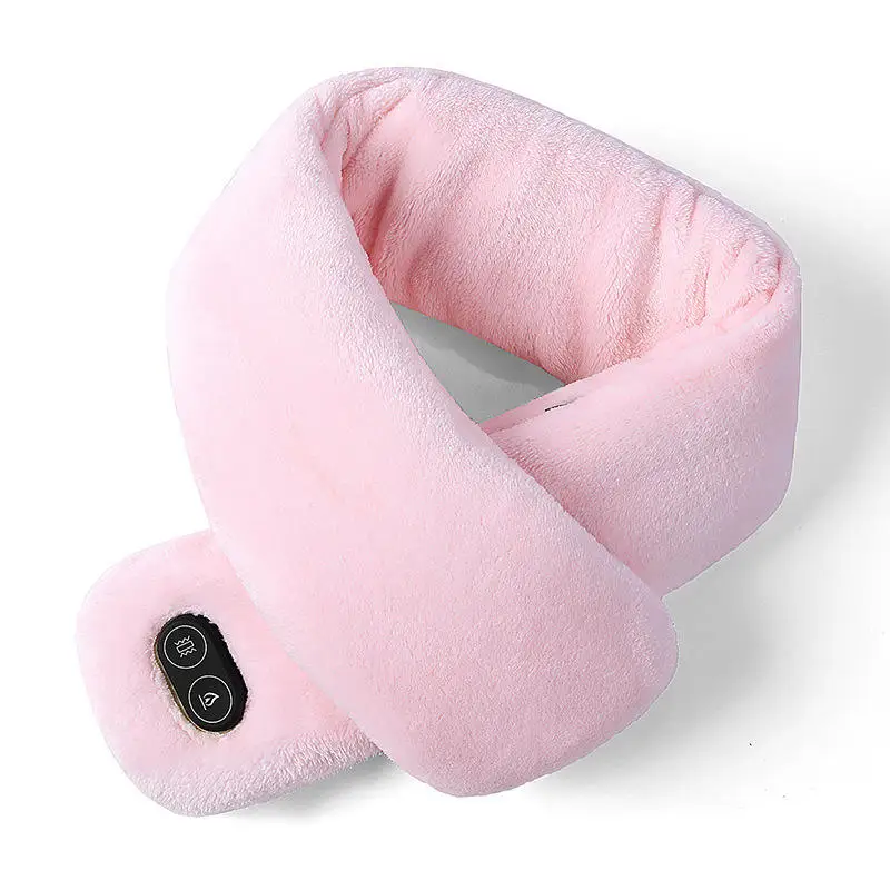 Winter Plush Pink Black Smart Intelligent Heating USB Rechargeable Neck Wrap Warmer Massage Electric Heated Scarf