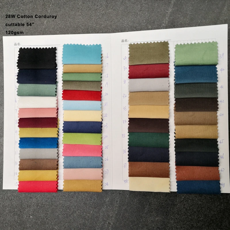 28 wales Cotton Corduroy Fabric 28W with light weight for shirts and dressing corduroy