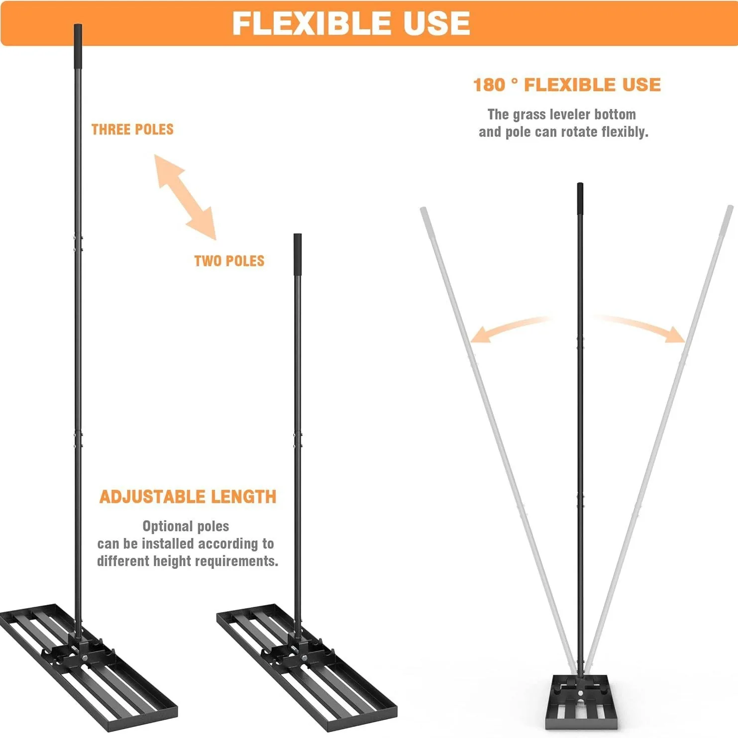 Handle heavy ground board rake golf leveler garden lawn rake lawn leveling rake sand and soil shredder