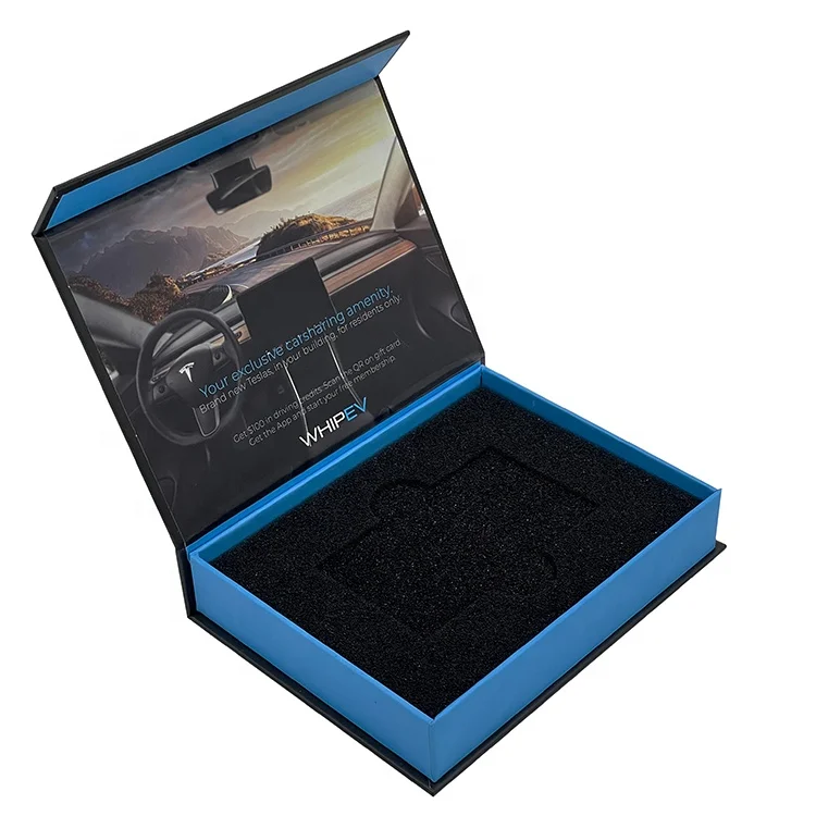 Business Card Box Packaging Custom Credit Card Holder Post Card Magnetic Gift Box Book Shaped with Foam EVA Insert for Books