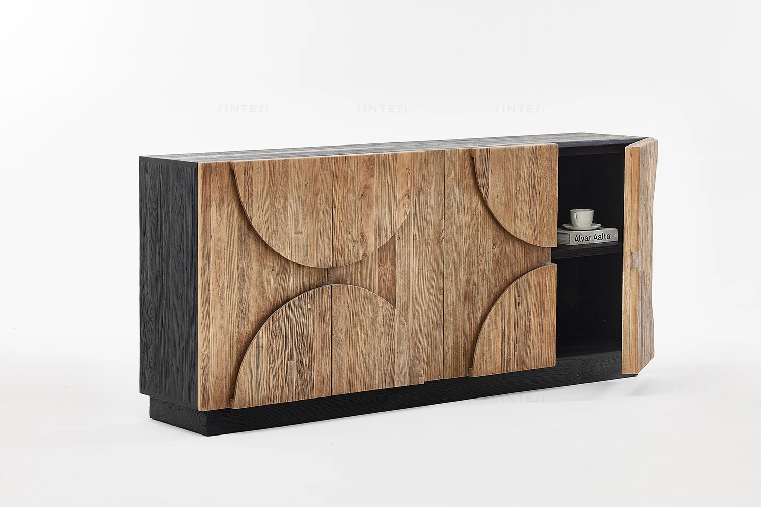 Classic Vintage Antique Elm Wood Sideboard Cabinet Recycled Solid Dining Room Furniture for Hotel Living Room