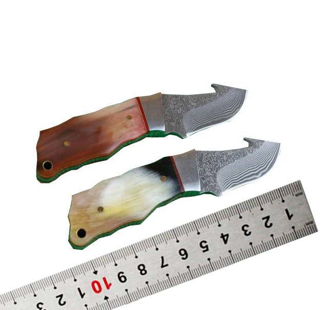 OEM Custom Handmade Damascus Steel Folding knife Pocket knife With horn handle wholesale