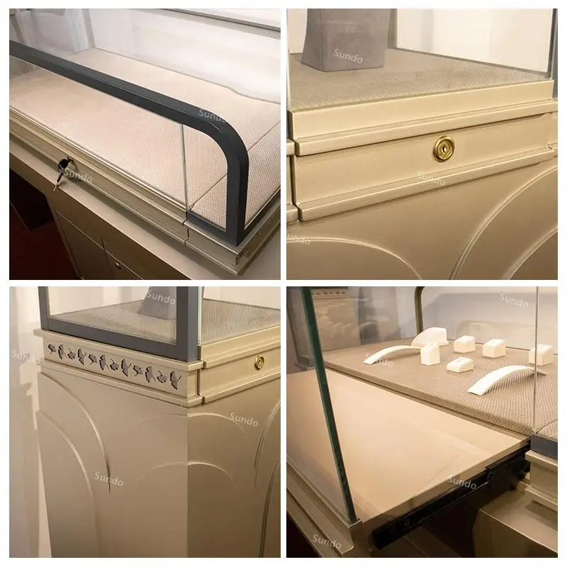 High-end Three-dimensional Combination Commercial Display Cabinet Glass Cases Stainless Steel Jewelry Retail