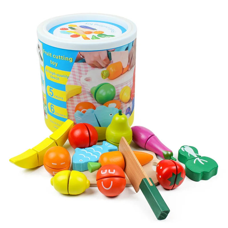 Fruit cut Wooden Toys Pretend to kitchen kids play house Vietnam wood toys 2024
