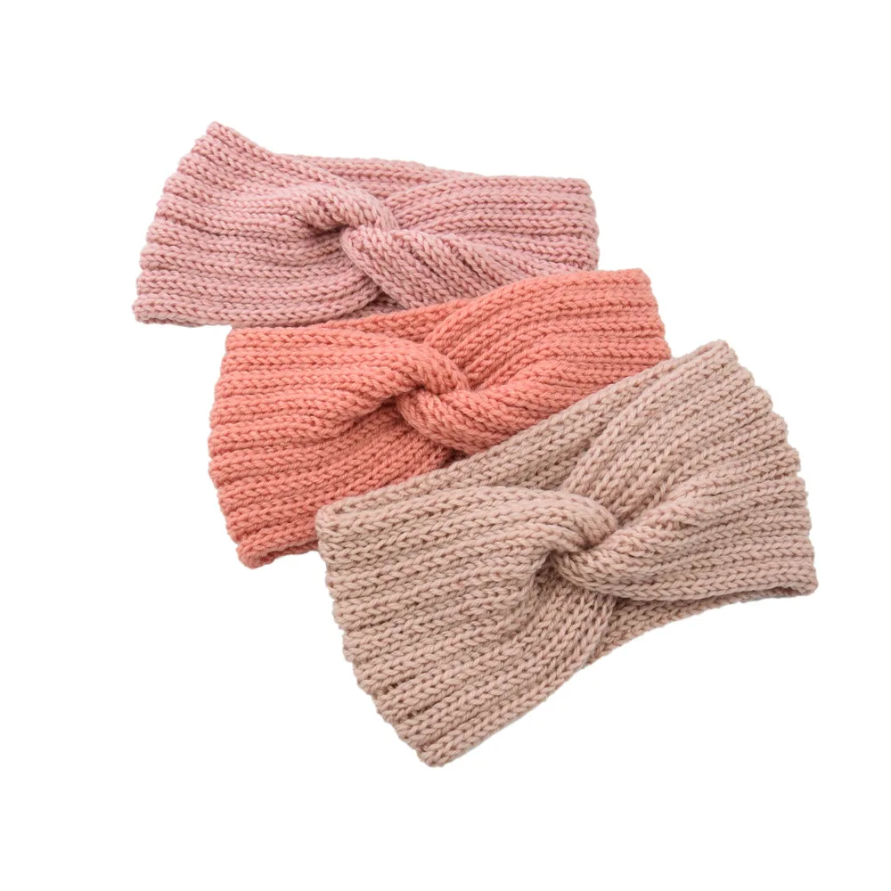 Crochet Ear Warmer Headband Cross wool Soft knit Turban Stretch Headbands Warmer for Women Winter Elastic Hair Accessories