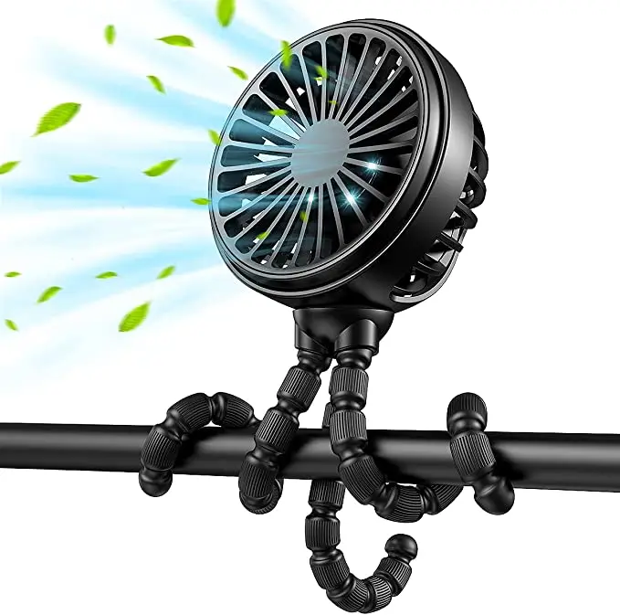Portable Fan 5200 mAh power bank USB Rechargeable Pocket Fan Octopus Flexible Suitable for Baby Cart Bike and Office Table