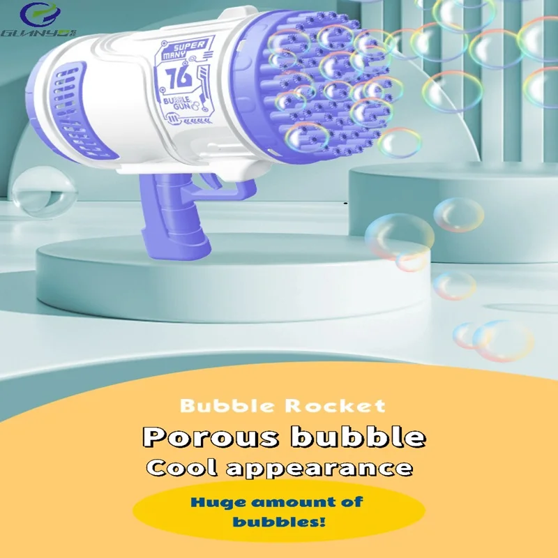 76 Hole Light Version Space Bazooka Bubble Gun Lithium Battery Rechargeable Fun Toys Beach For Party  Pool Foam Machine For Kids