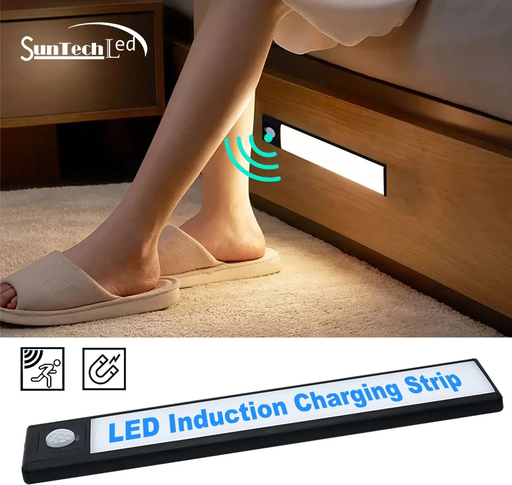 
Battery rgb USB rechargeable lamp with magnet Cabinet bedroom lighting LED Induction led light strip for under cabinet sensor 