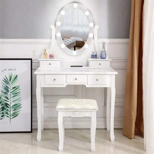 Simple Design Hotel Room Dressing Table Shandong Wholesale Makeup Table with Led Lights