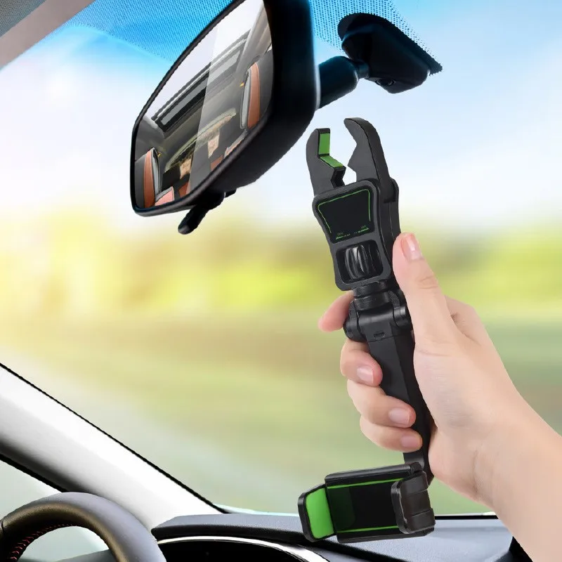 2022 2 In 1 Universal Accessories Rearview Mirror Air Vent Gravity Mount 360 Rotatable Retractable Mobile Cell Car Phone Holder
