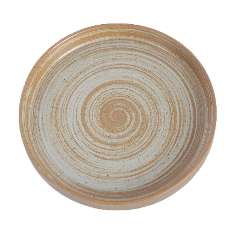 Wholesale North European coarse ceramic square double sided ceramic plate with corrugated elegant steakhouse plate