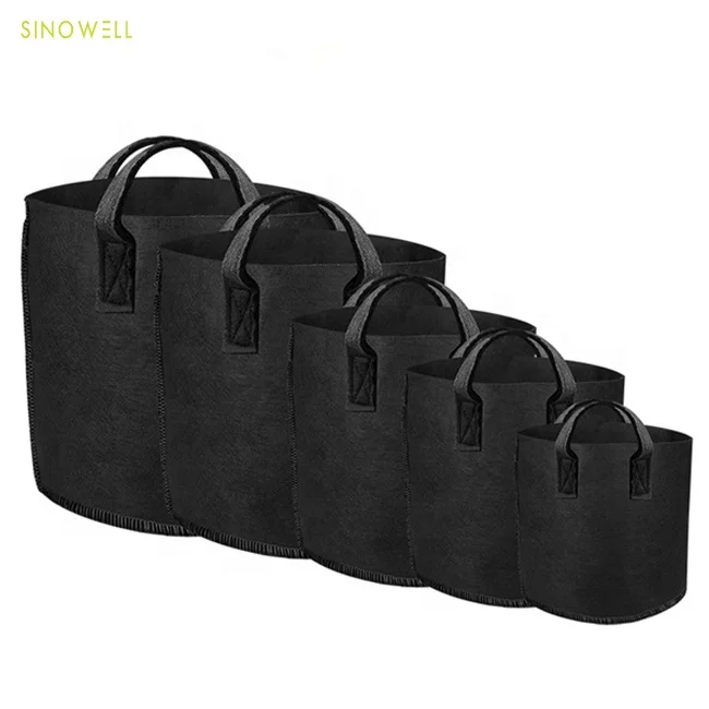 Factory Wholesale Price Cheap 1/ 2 / 3 / 5 / 7 / 10 / 15 / 20 / 25 / 30 / 45 Gallon Felt Fabric Pot Grow Bag for trees or flower