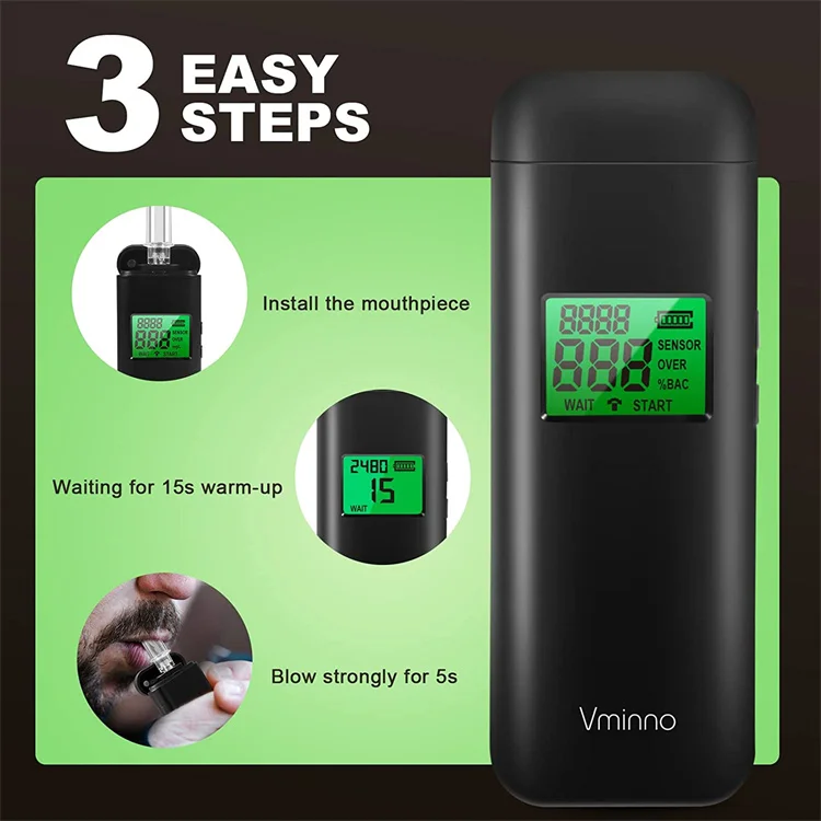 Customize Contactless Alcohol Checker Portable Breathalyzer Digital Alcohol Tester Breathalyser for Roadway Safety