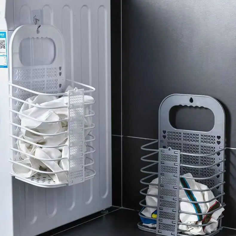 Dirty clothes basket household laundry basket wall-mounted foldable bathroom to take a bath and put dirty clothes storage basket