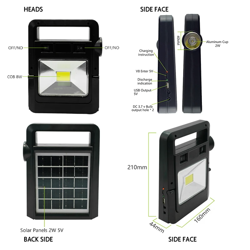 Main Power Switch Portable Rechargeable Hand Lamps Outdoor Camping Emergency Light