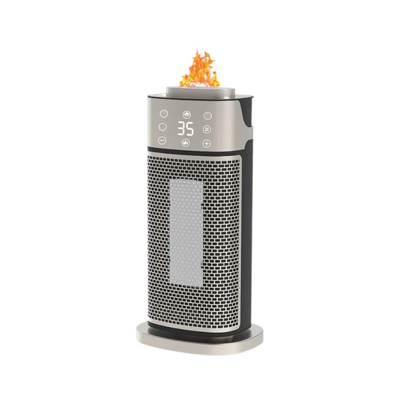 Heater 3D Flame Humidification Heater Vertical Shaking Head Remote Control Fast Heating PTC Electric Heater