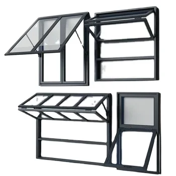 Casement Windows hanging under residential aluminum custom framed double glazing