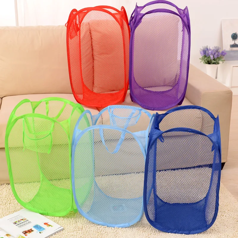 Home Laundry Bag House Breathable Bag Household Washing Room Dirty Clothes Bin Clothes Storage Foldable Mesh Laundry Basket