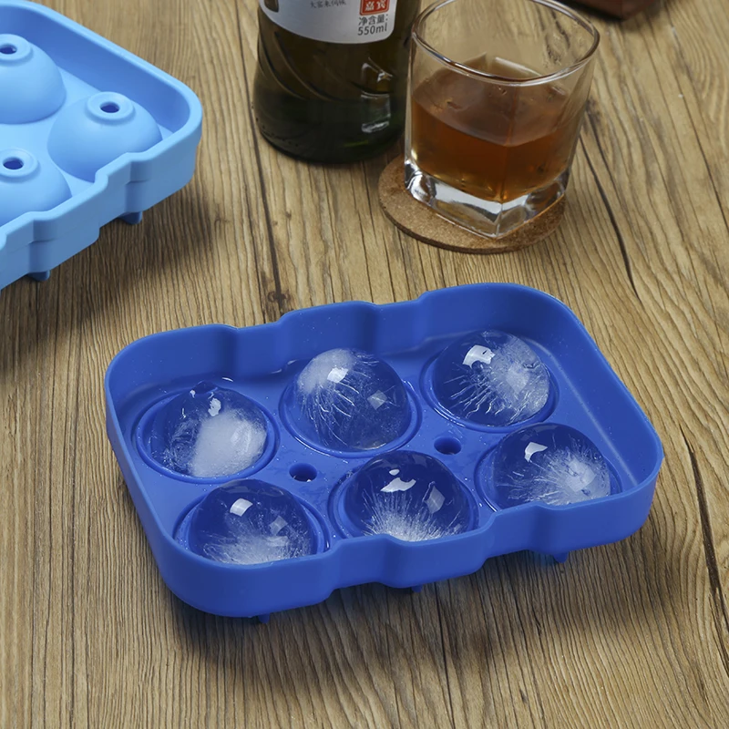 2nd-Generation Custom Round Shape 6 Cavity Silicone Ice Cube Maker with Funnel