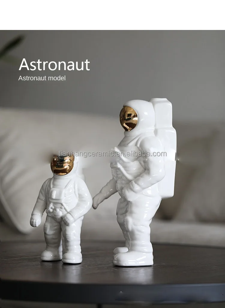 Nordic office gift spaceman model white ceramic ornaments for home decor luxury accessories .jpg