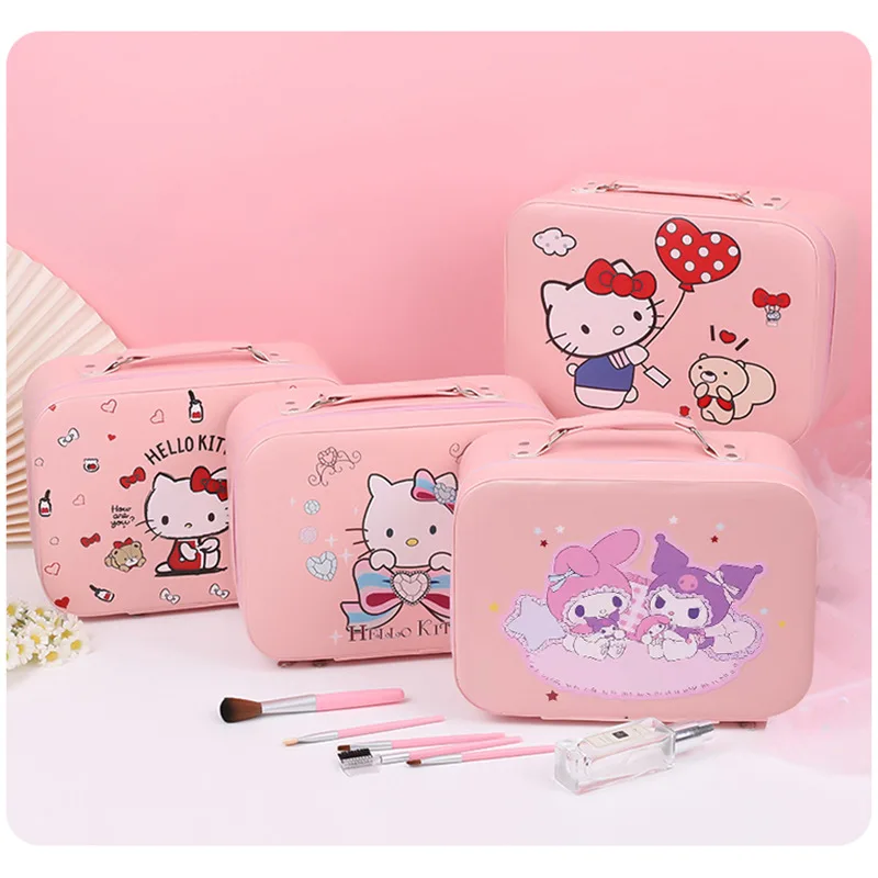 Kawaii искусственная кожа косметичка футляр для косметики чехол Розовая кошка сумка хранения телефона большая емкость переносная путешествий