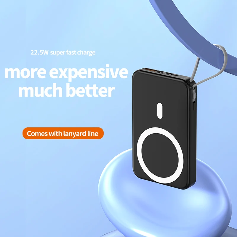 Mini 10000mAh Out Power Supply with Battery Indicator Light  Supper SLIM New Interface Upgrade Lanyard Power Bank With Cable