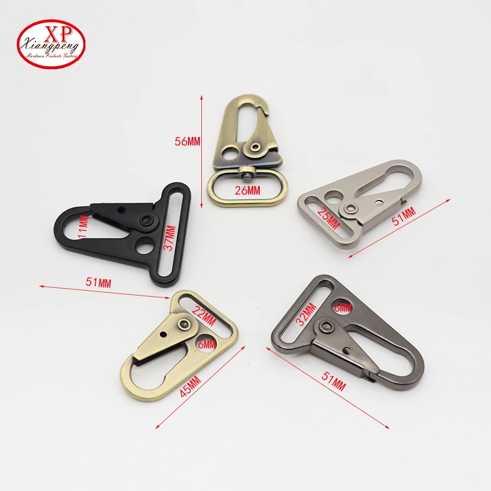 China factory zinc alloy backpack sling hook key chain fitting black snap hook support customized logo