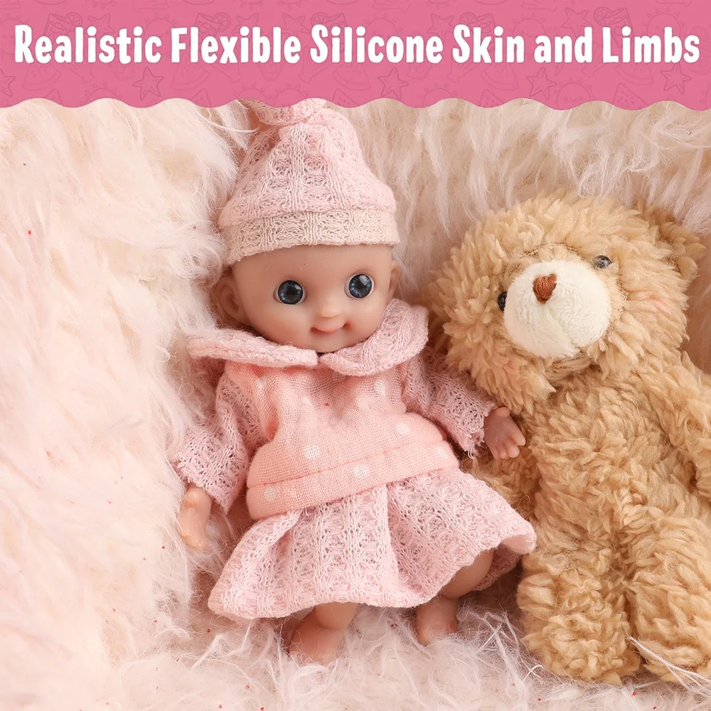 5.5 inch Mini Reborn Baby Dolls Sweet Girl Full Silicone Body Best Gift for Kids