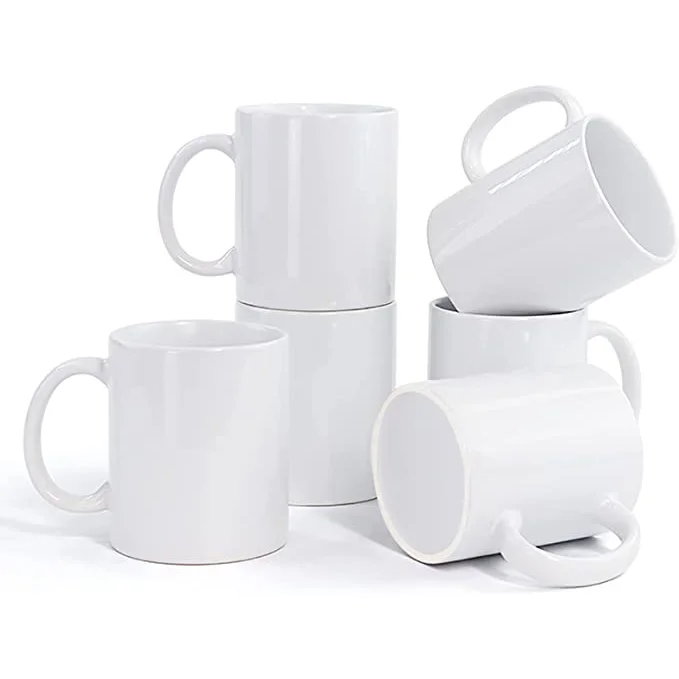 15oz Porcelain Sublimation Blanks Cups Classic Drinking Cups with Handles DIY Ceramic Mugs for Coffee Soup Tea Milk White Mugs
