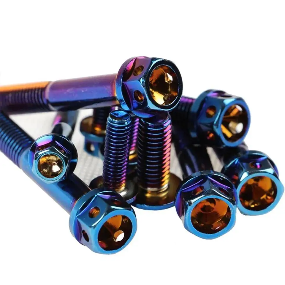Gr5 Titanium Bolts motorcycle M8 Hex Flanged M5 M14 titanium Bolts M6 baut Titanium Screw M6 M3 gr5 for motorcycle
