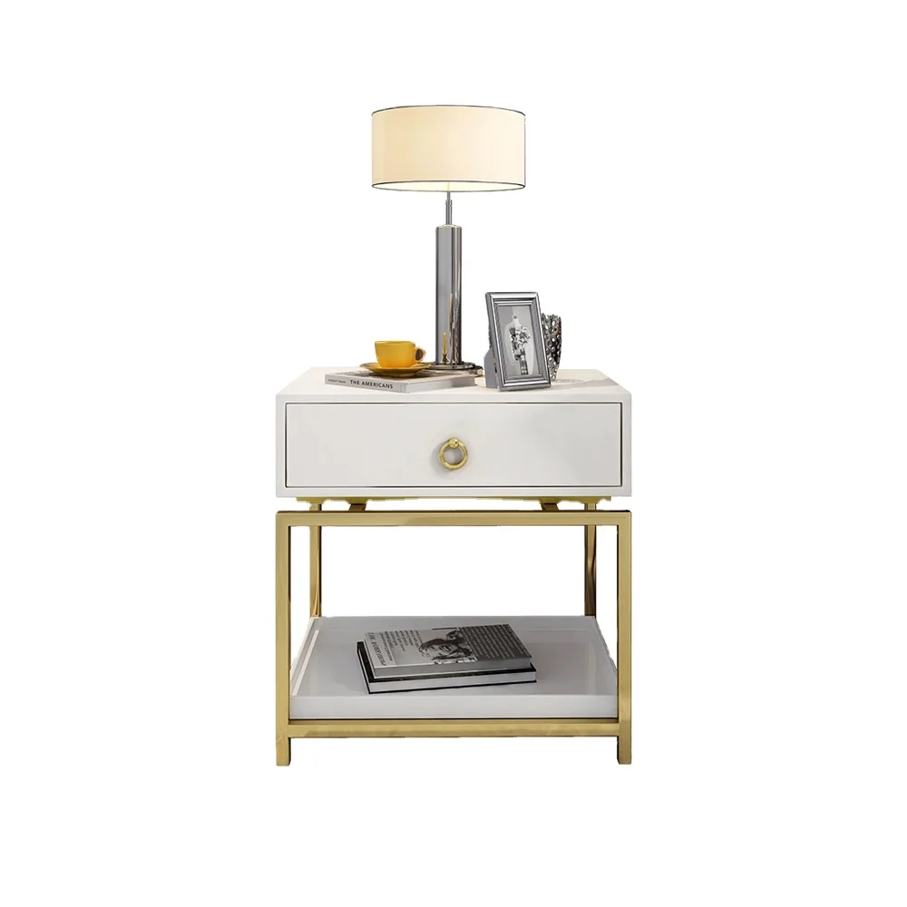 Легкая Роскошная ветровая металлическая рама MDF тумбочка